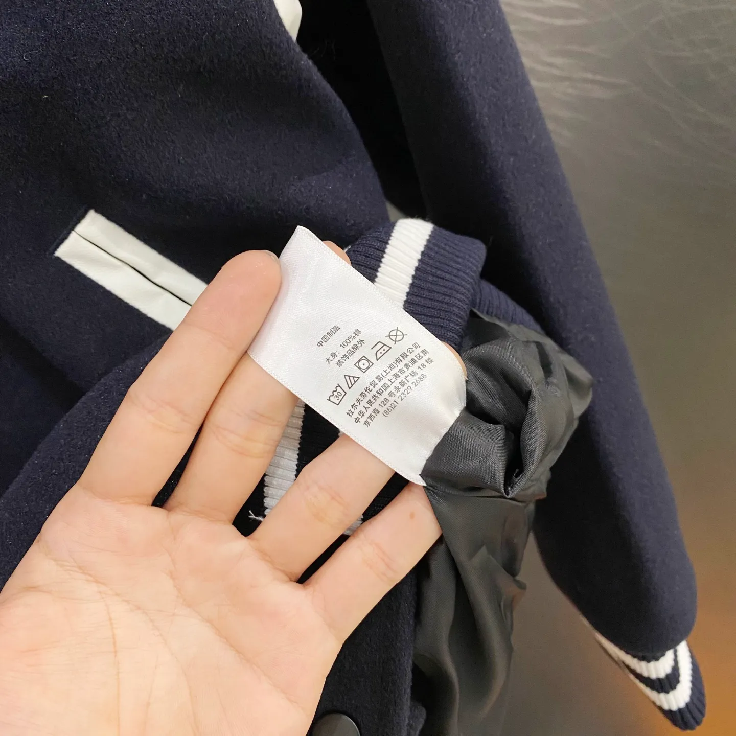 P300 Ralph Lauren Pony Embroidered American Retro Wool Spliced ​​Leather Baseball Jacket with Big Logo on the Back Color: Navy Size: m-XL